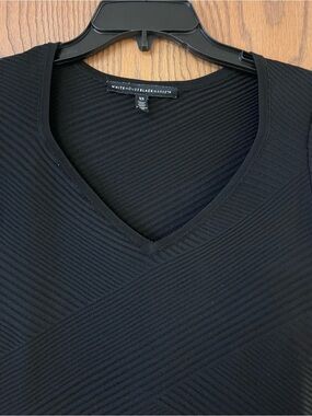 White House Black Market Black V-Neck Short Sleeve Top